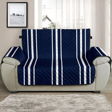 Load image into Gallery viewer, Navy Blue and White Chair and a Half Size Sofa Cover Protector For Up To 48&quot; Seat Width Armchair
