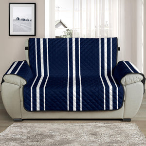 Navy Blue and White Chair and a Half Size Sofa Cover Protector For Up To 48" Seat Width Armchair