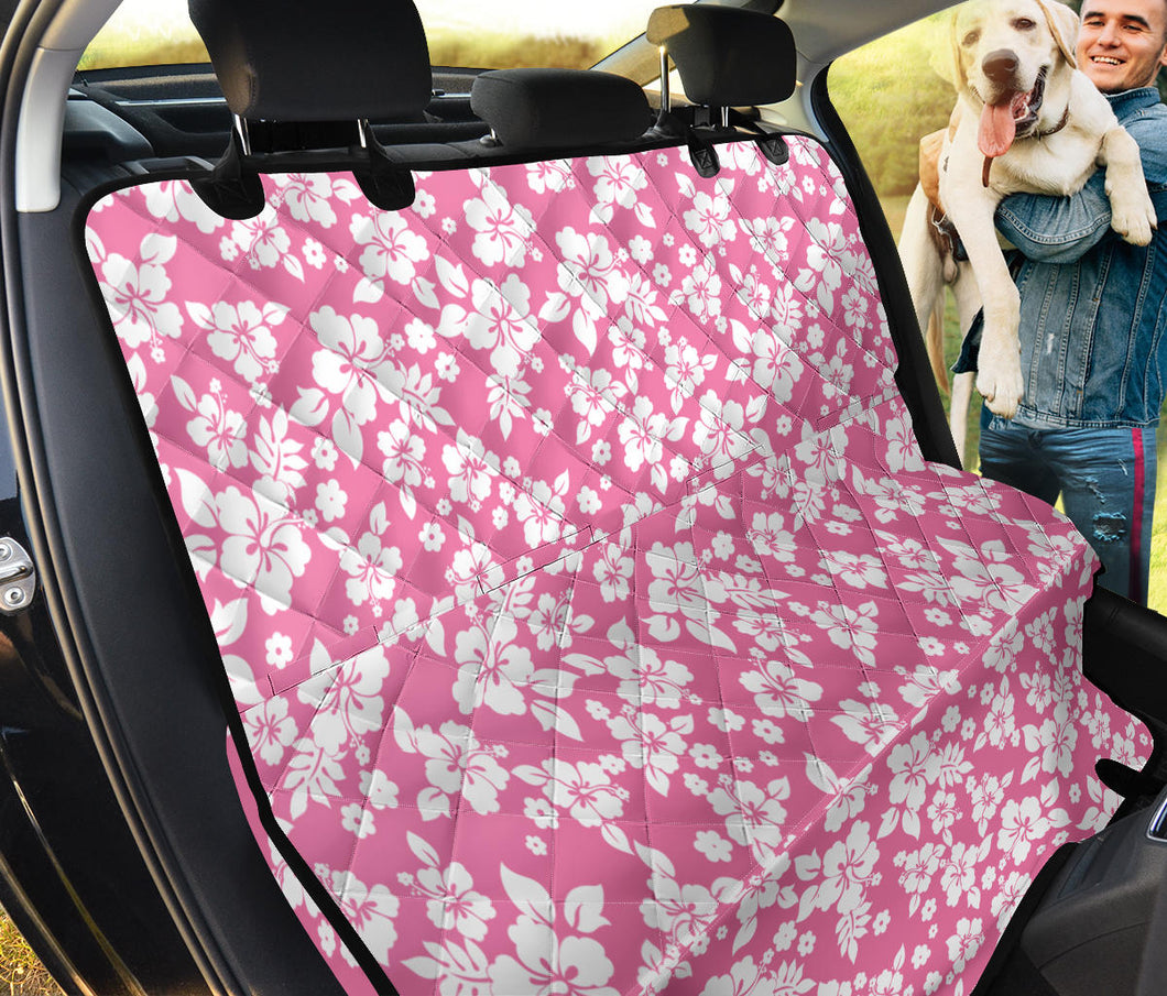 Pink and White Hibiscus Back Seat Cover For Pets Dog Hammock