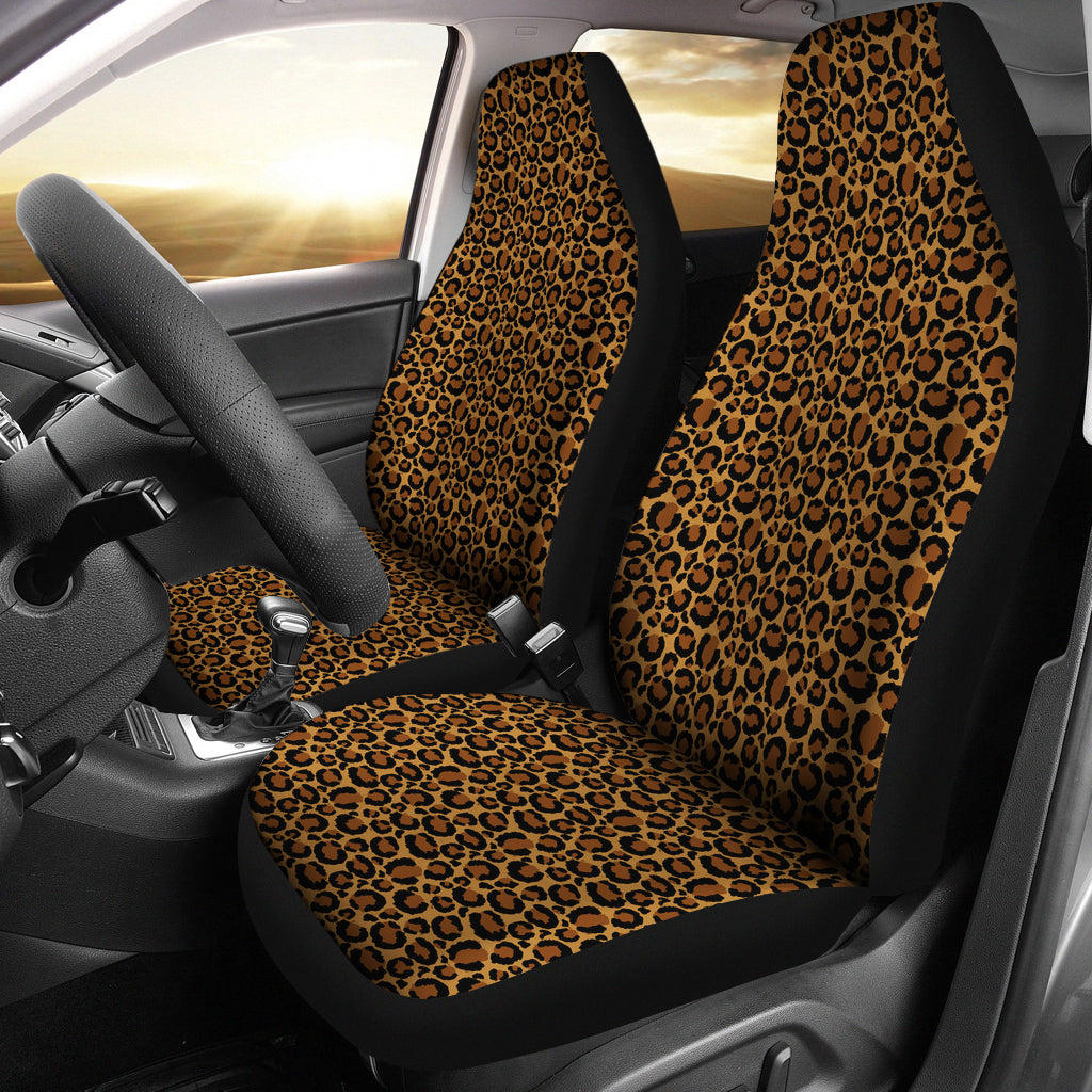 Classic Leopard Skin Car Seat Covers Animal Print Seat Protectors Set of 2