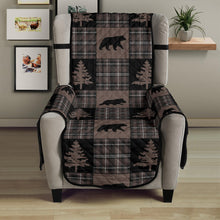 Load image into Gallery viewer, Brown and Black Plaid Lodge Patchwork Style Pattern Armchair Slipcover

