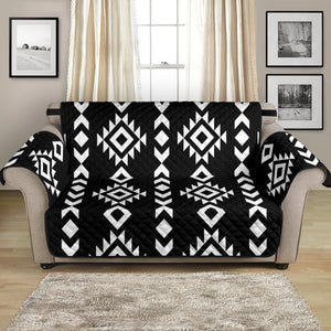 Black and White Ethnic Tribal Pattern 54" Loveseat Sofa Protector Couch Slipcover