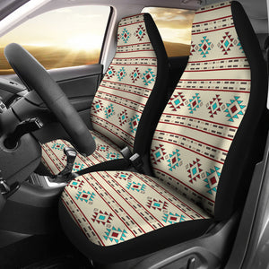 Cream, Red, Turquoise Tribal Ethnic Pattern Car Seat Covers Set