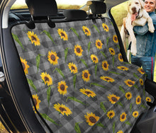Load image into Gallery viewer, Gray Buffalo Plaid Faux Denim Style With Sunflowers Back Seat Cover For Pets
