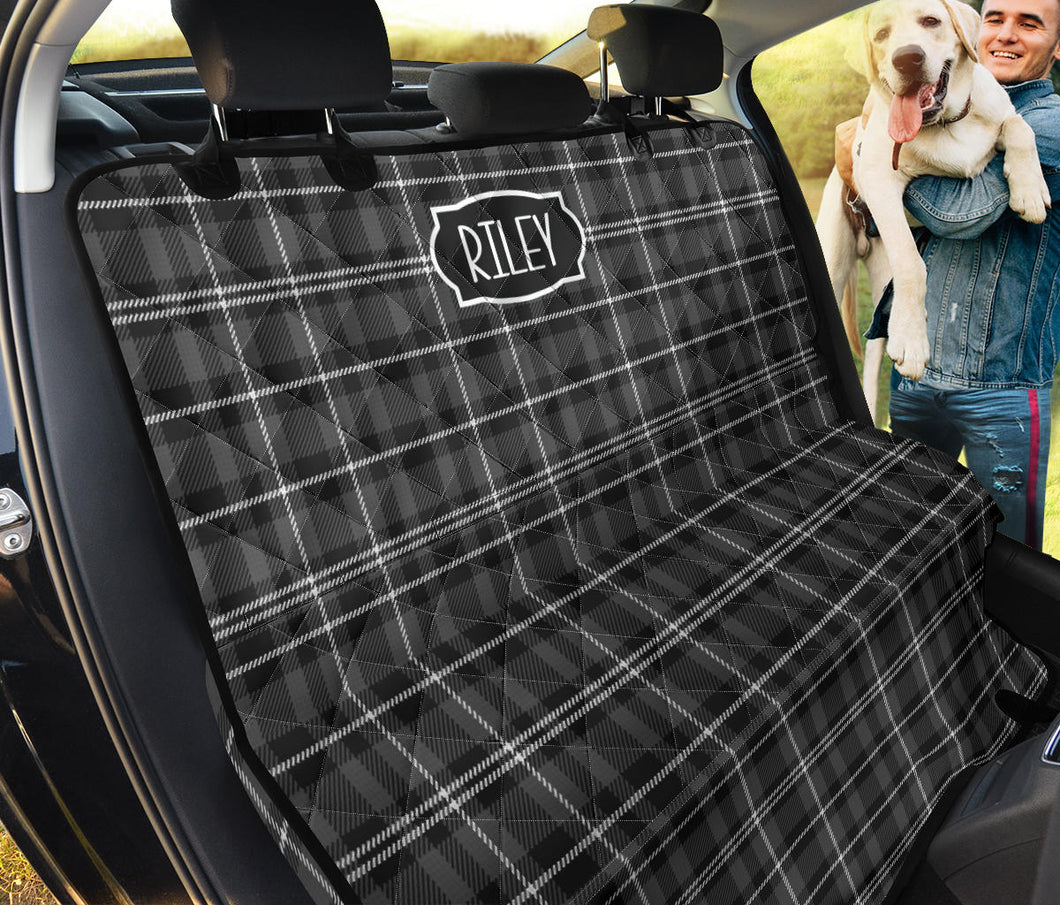 Riley Back Seat Cover Gray Plaid