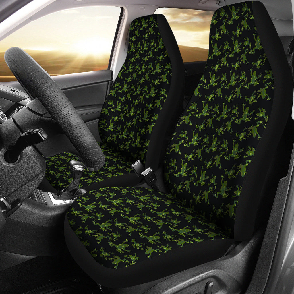 Green and Brown Frog Camouflage Pattern Car Seat Covers Set