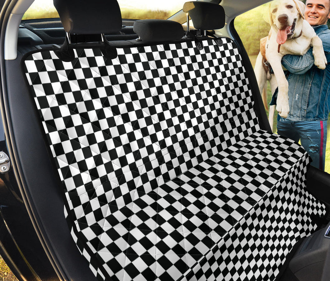 Large Black White Checkers Pattern Back Seat Cover For pets