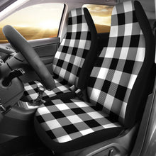 Load image into Gallery viewer, Black and White Large Print Buffalo Plaid Car Seat Covers Set

