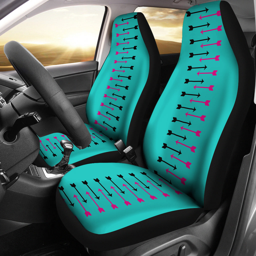 Teal With Pink and Black Arrows Car Seat Covers