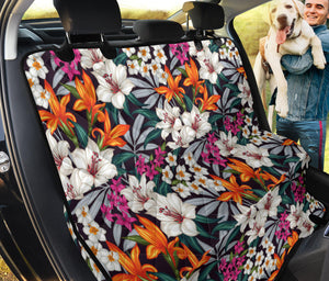 Tropical Flowers In White, Orange and Pink Back Seat Cover