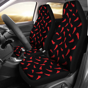 Black With Red Chili Pepper Pattern Car Seat Covers Set