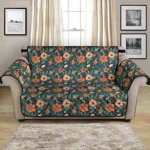 Floral Pattern Orange Peach and Teal Furniture Slipcovers