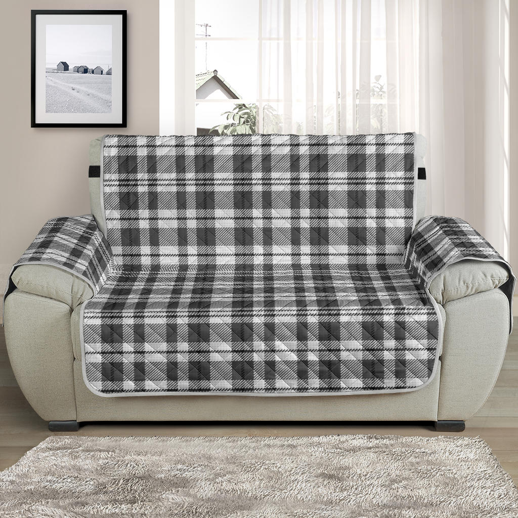 Gray and white Plaid Chair and a Half