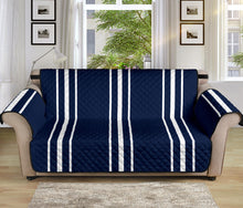 Load image into Gallery viewer, Navy Blue With White Stripes On Sofa Protector Slipcover For Up To 70&quot; Seat Width Couches
