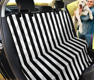 Black and White Striped Back Bench Seat Cover For Pets