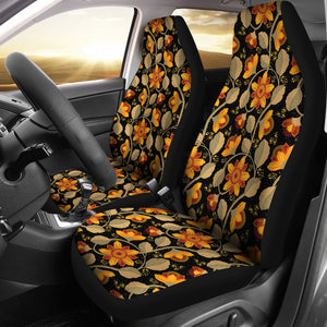 Black With Vintage Flower Pattern Car Seat Covers Set