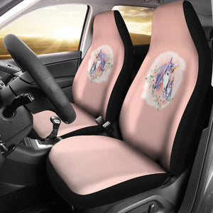 Unicorns on Peach Watercolor Ombre Car Seat Covers