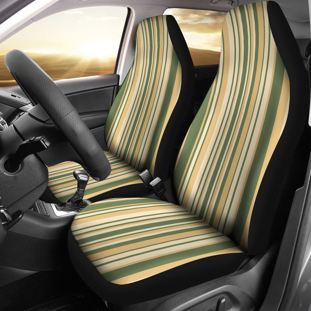 Tuscan Colored Neutral Striped Pattern Car Seat Covers