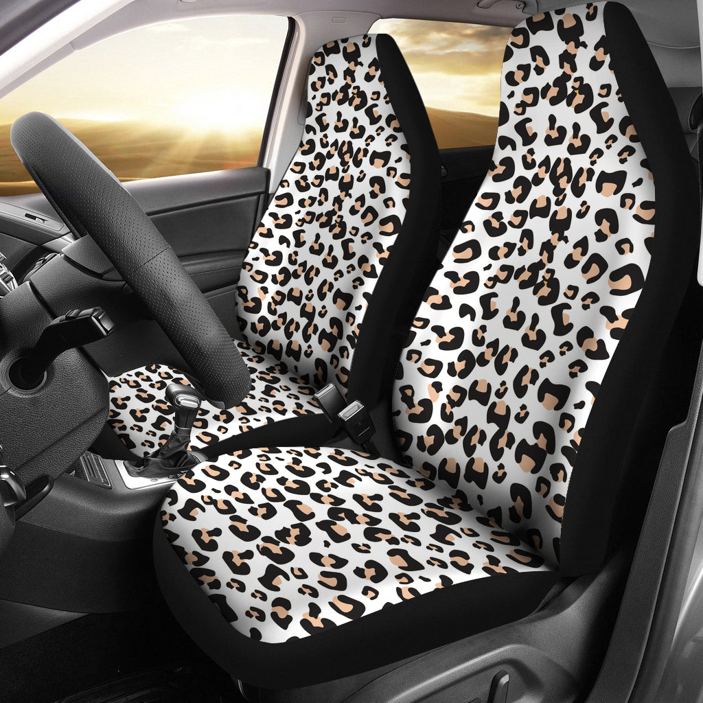 White Leopard Print Car Seat Covers
