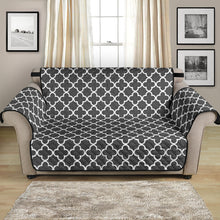 Load image into Gallery viewer, Dark Gray and White Quatrefoil Furniture Slipcover Protectors
