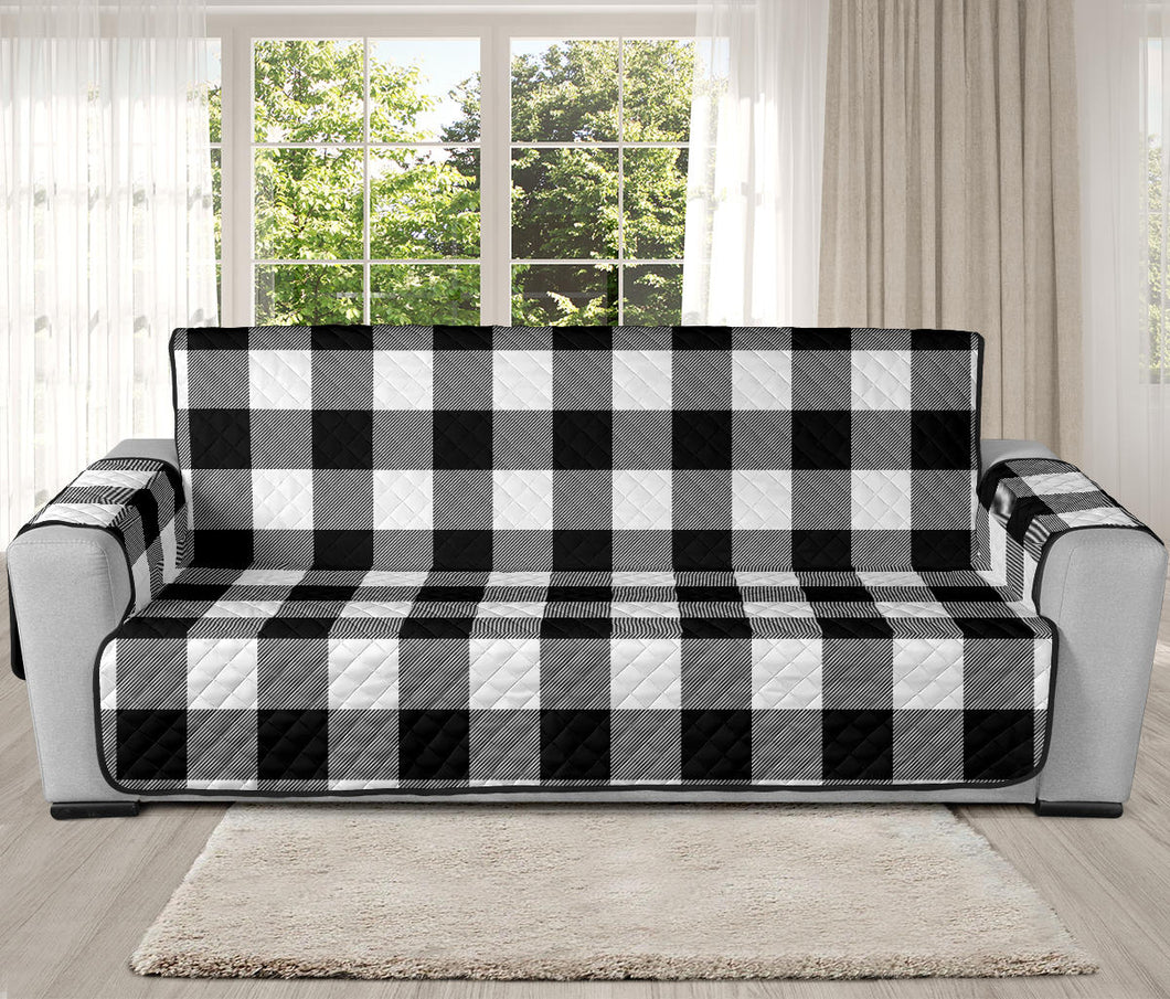 Black and White Medium Buffalo Plaid Oversized Sofa Cover