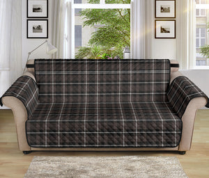 Brown, Black and White Plaid Tartan 70" Sofa Couch Protector Cover