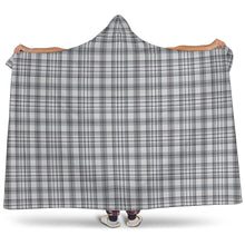 Load image into Gallery viewer, Light Gray Plaid Hooded Blanket With Sherpa Lining
