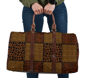 Animal Print Patchwork Travel Bag Duffel Bag Luggage With Tiger Striped Sides