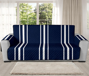 Navy Blue With White Stripes Oversized Sofa Protector For Up To 78" Seat Width Couches