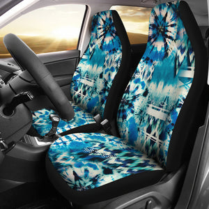 Blue Green Tie Dye Pattern Car Seat Covers