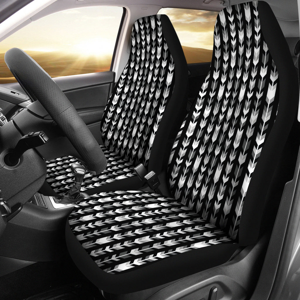 Gray, Black and White Boho Arrow Pattern Car Seat Covers