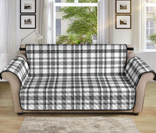 Load image into Gallery viewer, Light Gray, White and Black Plaid Tartan Furniture Slipcovers
