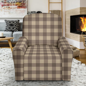 Cool Brown Buffalo Check Small Pattern Stretch Recliner Slipcover Protector