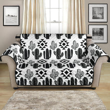 Load image into Gallery viewer, Black and White Boho Cactus Tribal Pattern Loveseat Slipcover Protector For Up To 54&quot; Couches
