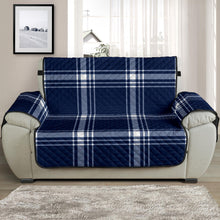 Load image into Gallery viewer, Navy Blue and White Plaid Tartan Furniture Slipcovers
