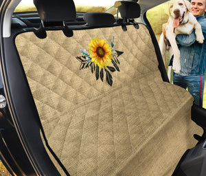 Boho Sunflower Dreamcatcher on Burlap Style Background Back Seat Cover For Pets