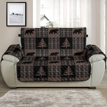 Load image into Gallery viewer, Brown and Black Plaid Lodge Style Patchwork Pattern Chair and a Half Slipcover Protector
