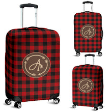 Load image into Gallery viewer, Red Buffalo Plaid A Monogrammed Luggage Cover
