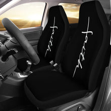 Load image into Gallery viewer, Faith Word Cross In White on Black Car Seat Covers Religious Christian Themed
