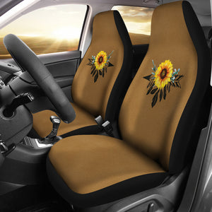 Sunflower Dream Catcher On Medium Brown Suede Colored Background Car Seat Covers