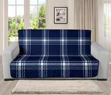 Load image into Gallery viewer, Navy Blue and White Plaid Tartan Furniture Slipcovers
