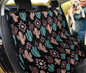 Dusty Rose Pastel Turquoise Boho Cactus Pattern Back Seat Cover For Pets