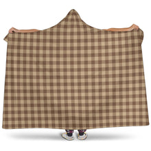 Load image into Gallery viewer, Brown and Beige Buffalo Plaid Hooded Blanket With Tan Sherpa Lining
