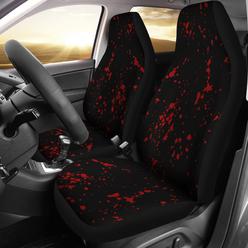 Black With Red Blood Spatter Splatter Pattern Car Seat Covers
