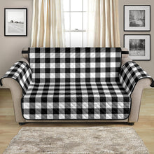Load image into Gallery viewer, Black White Buffalo Plaid 54&quot; Loveseat Sofa Couch Cover Protector Farmhouse Home Decor
