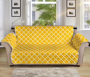 Golden Yellow and White Quatrefoil Furniture Slipcover Protectors Medium Size