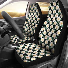 Load image into Gallery viewer, Black With Plumeria Frangipani Flower Pattern Hawaiian Island Floral Car Seat Covers
