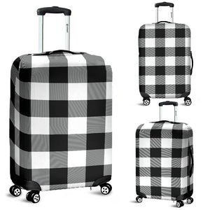 Black and White Buffalo Plaid Luggage Cover Suitcase Protector