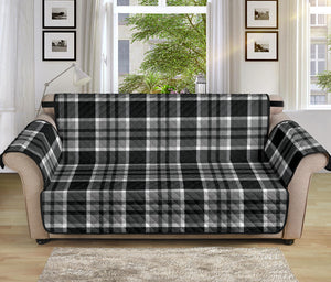 Black Gray Plaid Furniture Slipcover Protectors Large Pattern