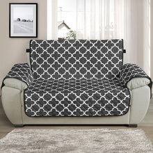 Load image into Gallery viewer, Dark Gray and White Quatrefoil Furniture Slipcover Protectors
